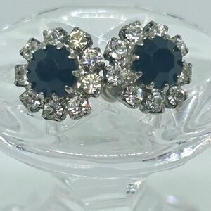 Vintage Clear and Black Stones Earrings